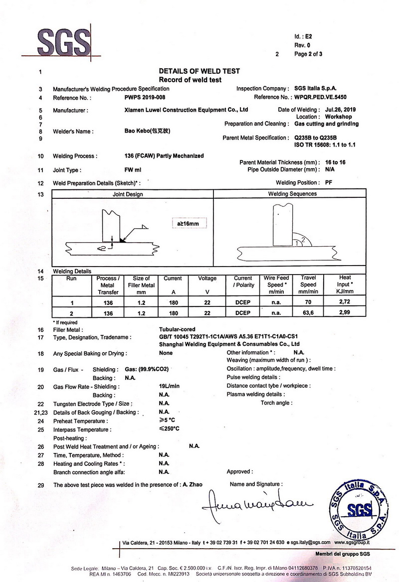 SGS WPQR 焊接工艺2认证 2
